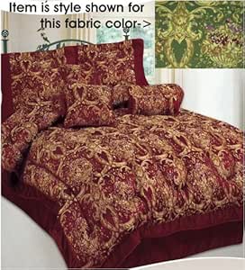 Amazon.com: 7pc Luxury Jade Green King Size Jacquard Comforter Bed in a