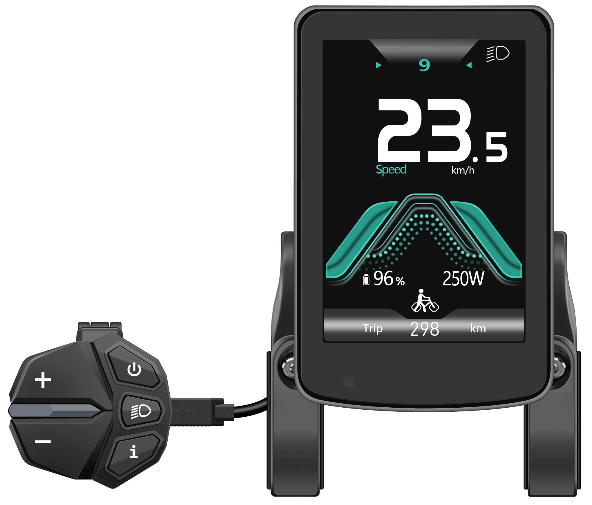 E-Bike Display for Bafang Middle Motor BBS02B and BBS01 3.5 Inch with 9 Levels Pedal Support for eBike Conversion Kit