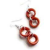 Tagua earrings in orange, organic dangle earrings Tag268, statement fashion jewelry