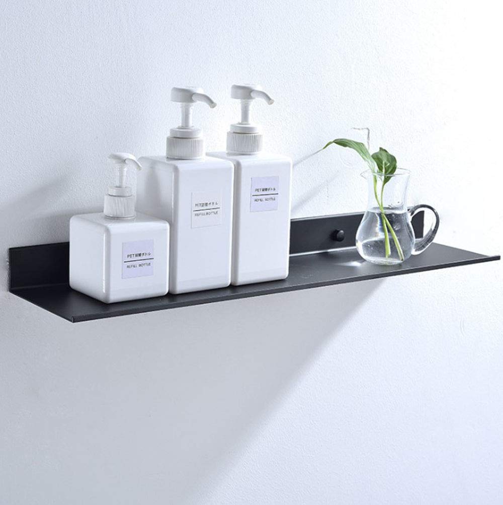 AJINGELA Wall Mounted Floating Metal Shelves Ledge,Black Bathroom Shelf Wall Mount Shelving Space Saving Rustproof Extra Strong Floating Shelves Storage Rack(30cm)