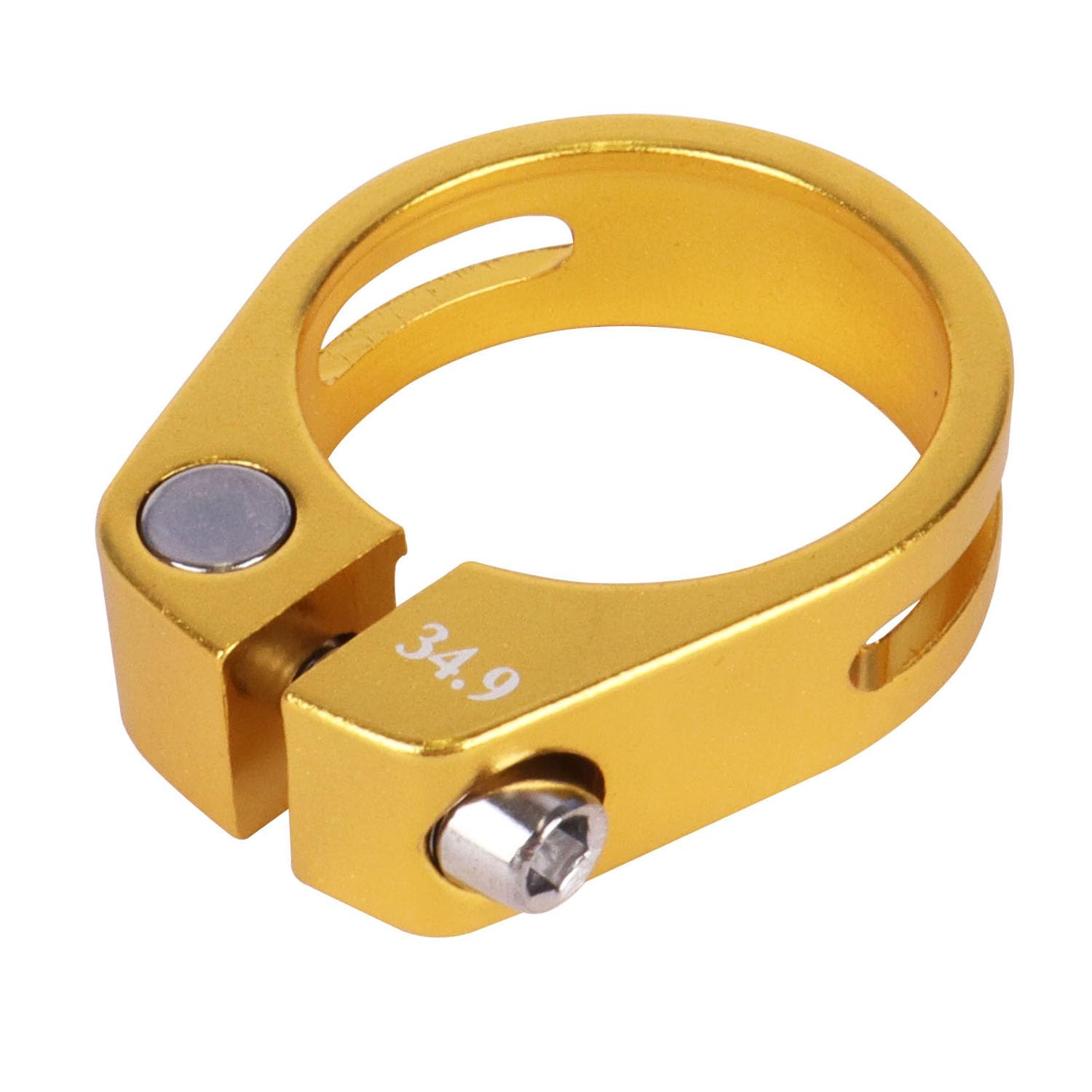 Photo 1 of YANRUHFL Bike Bicycle Aluminum Alloy Seatpost Clamp, 34.9mm/31.8mm, for MTB, Road, Casual Bikes (Gold, 34.9mm)