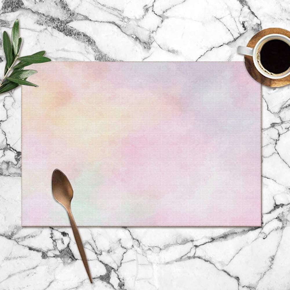 Nicegift Placemats Set Of 6,Soft Pastel Bright Colored Calm Abstract The Arts Heat-Resistant Placemats Washable Table Mats For Kitchen Dining Table 12X18 Inch