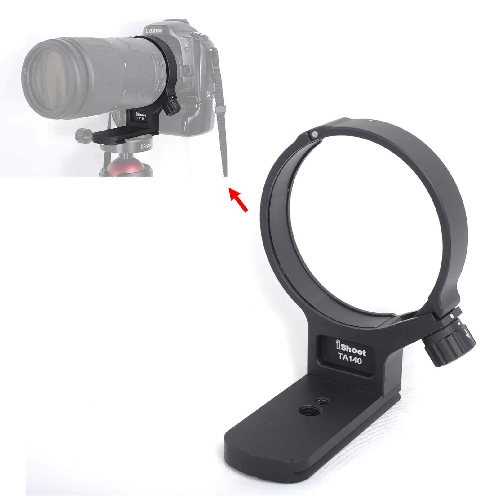 iShoot Lens Tripod Mount Ring for Tamron 100-400mm f/4.5-6.3 Di VC USD (A035), CNC Machined Lens Collar Support Bracket Holder, Bottom is ARCA-SWISS Fit Quick Release Plate for Tripod Ball Head