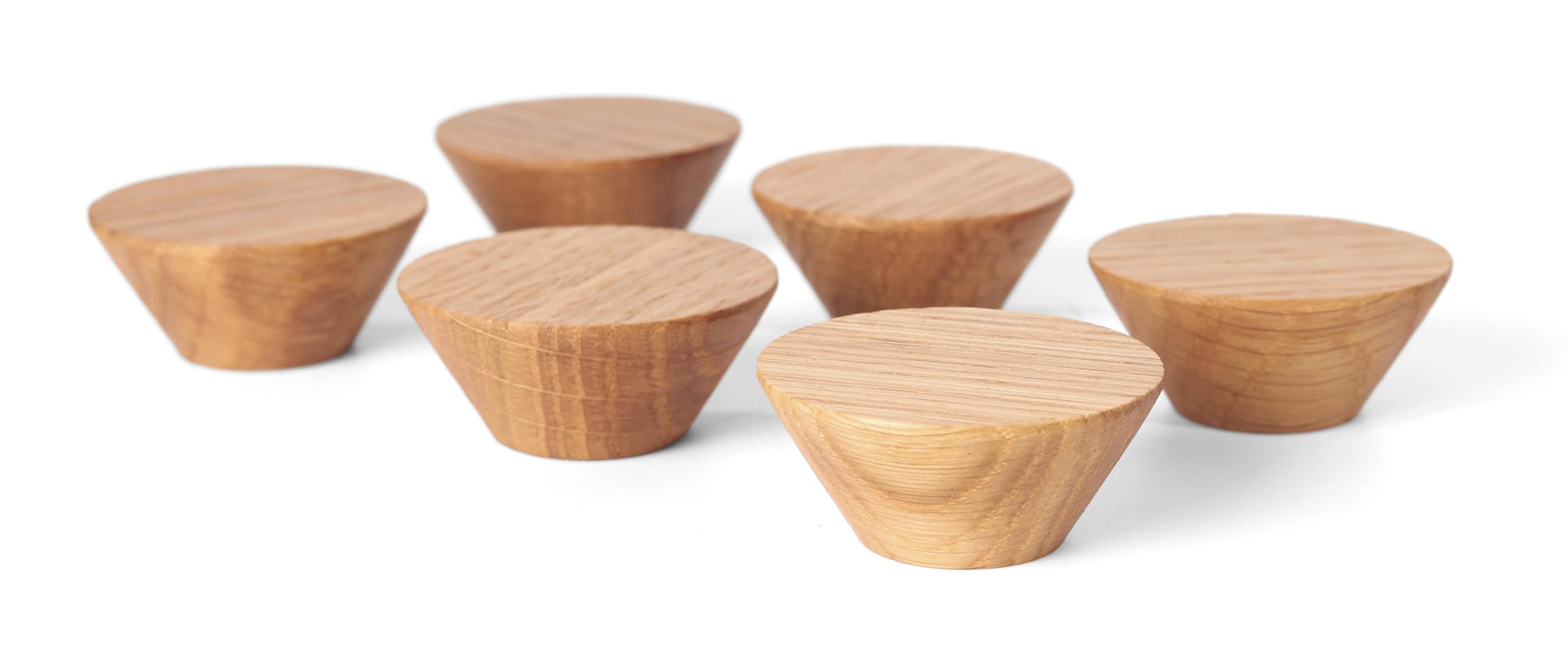 TOROS STORE 6 Pack Wood Cone Cabinet Knobs (Light) - 1 ½" Diameter Round Shape - Wooden Drawer Pulls for Doors, Dresser and Drawers, Kitchen Cabinet Door Handle — image 1