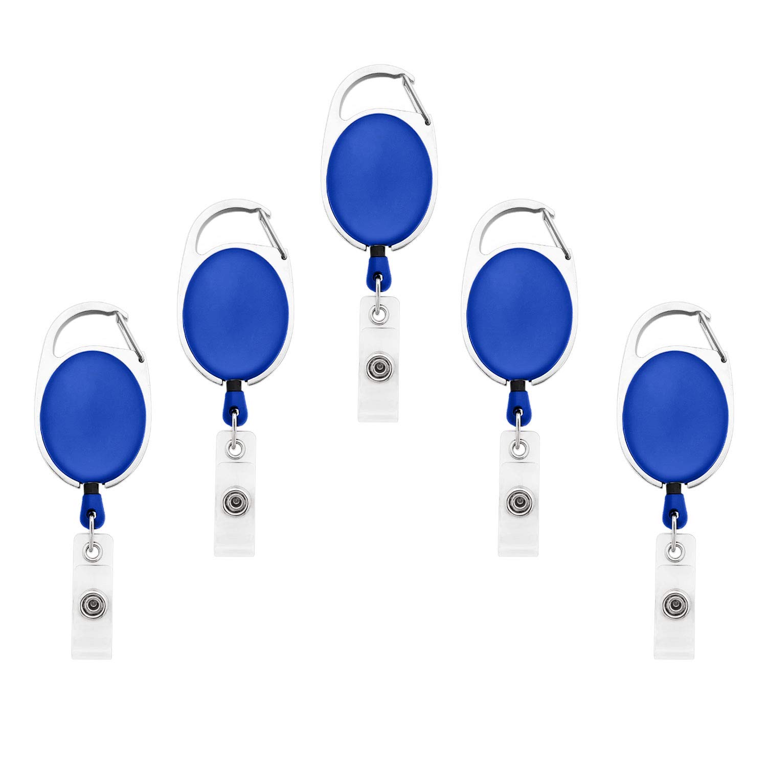 Fushing Retractable Badge Holder Carabiner Reel Clip On ID Card Holders (Blue)
