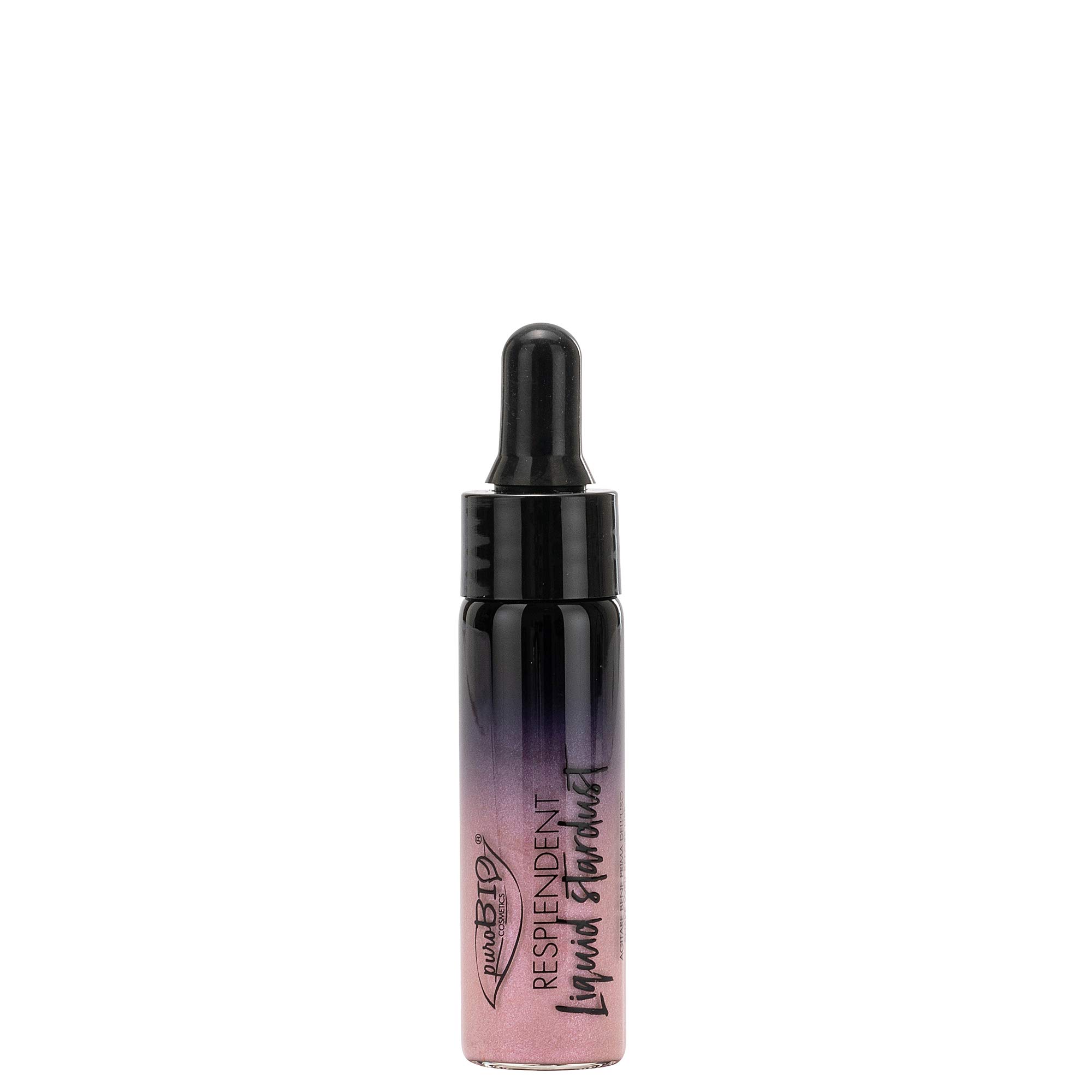 PUROBIOCertified Organic Resplendent Liquid Stardust Face and Body Intense Highlighter 03 Cool Pink. Made with Cornflower Water. Organic. Vegan. Cruelty-Free. Nickel Tested. Made in Italy