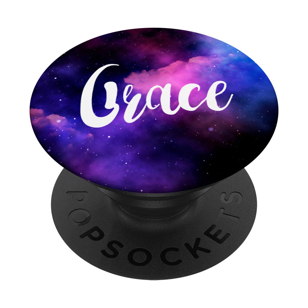 Grace - Blue Purple Galaxy Personalized Girls Name PopSockets PopGrip: Swappable Grip for Phones & Tablets