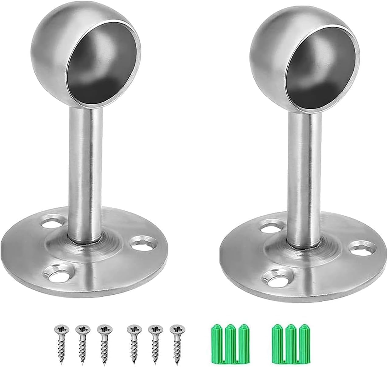 MACHSWON 19mm Dia,65mm Height,Wardrobe Pipe Bracket, Ceiling Mounted Rail Rod Support Sockets,2PCS — image 1