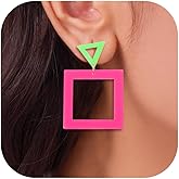 80s Earrings for Women Neon Earrings Colorful Triangle Earring Dangle 90s Earring for Women Halloween Party Accessories 90s Outfits