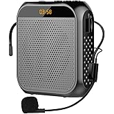 Portable Voice Amplifier for Teachers, 2200mAh Rechargeable Personal Amplifier Mic PA System Headset Microphone with Speaker for Teachers, Training, Meeting, Tour Guide, Yoga, Classroom (Black)