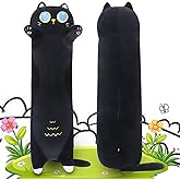 Sprinqdawin Long Black Cat Plush Pillow,35.5" Large Black Cat Stuffed Animal,Kawaii Cat Plush,Cuddly Sleeping Hugging Stuffed Animal, Giant Cute Body Pillow,Plush Toy Gift for Kids Birthday