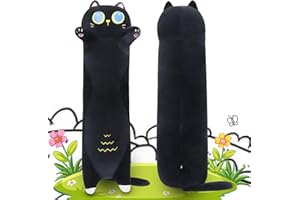 Sprinqdawin Long Black Cat Plush Pillow,35.5" Large Black Cat Stuffed Animal,Weighted Cat Plush,Cuddly Sleeping Hugging Stuffed Animal, Giant Cute Body Pillow,Plush Toy Gift at Birthday Kids Adults