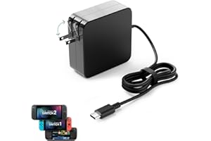 GASMOCS 65W Charger Compatible with Nintendo Switch 2/Switch/Steam Deck/ROG Ally/Lenovo Legion go/Asus Chromebook ZenBook Transformer ExpertBook AC Adapter Power Supply Fast Charging with 5Ft