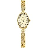 Gosasa Vintage Small Gold Watches for Women Dainty Bangle Analog Oval Case Roman Dial Waterproof Alloy Bracelet Womens Dress Wrist Watch Luxury Gift