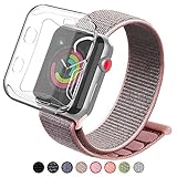 YIUES Compatible with Apple Watch Band 38mm 42mm, Soft Breathable Lightweight Nylon Sport Loop Replacement iWatch Band Compatible with Apple Watch Series 3/2/1