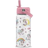 Unicorn Water Bottle, 16oz Unicorn Girls Stainless Steel Insulated Water Bottle with Straw Lid, Unicorns Cup Tumbler Birthday Gifts for Kids Teen Girls School
