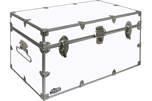 C&N Footlockers - Large Undergrad Storage Trunk - Made in the USA - Only STEEL Footlocker on Amazon - Durable Chest with Lid Stay - 32 x 18 x 16.5 Inches (White)