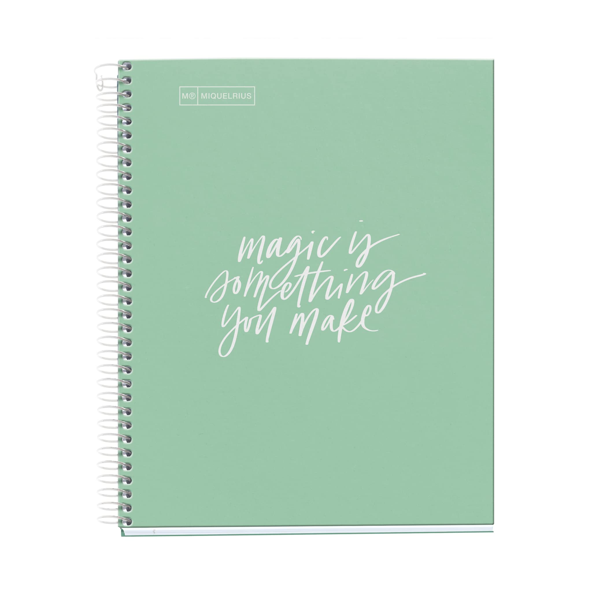 Miquelrius, Notebook Messages, 1 Colour Strip, 100 Sheets with Horizontal Ruled 7 mm, 90 g Paper, 2 Drills, Hard Cardboard Cover, Mint Colour, A5