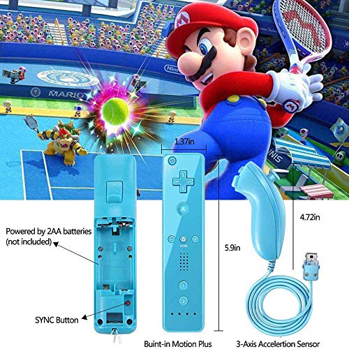 2 Wii+Controller+PowerLead+Nunchuck+Nintendo+Silicon