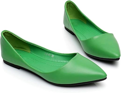 green flat shoes womens