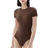 PUMIEY Women's Crew Neck Short Sleeve Thong Bodysuit Fashion T-shirt Tops Smoke Cloud Pro Collection