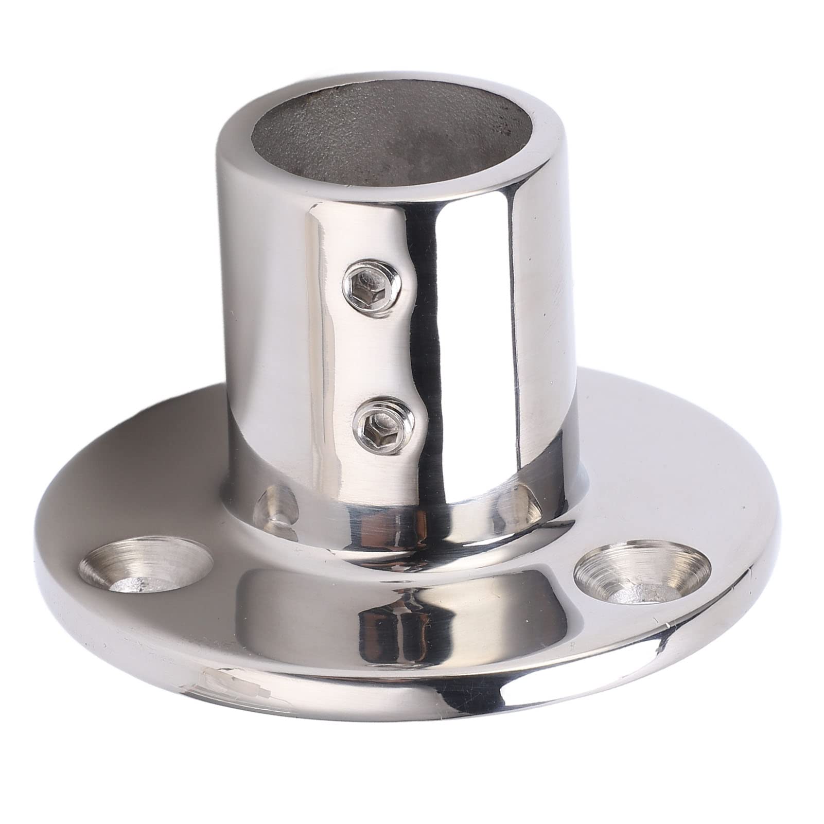 Hand Rail Round Base, Hand Rail Fittings, 316 Stainless Steel Boat Handrail Round Base Fitting Marine Hardware Boat Railing Fittings for 25mm/1in Tube(90°)