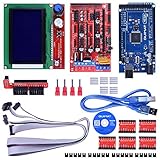 Quimat 3D Printer Controller Kit for Arduino Mega 2560 Uno R3 Starter Kits + RAMPS 1.4 with Upgraded Mosfet + 5pcs A4988 Stepper Motor Driver + LCD 12864 for Arduino Reprap (2017 Upgrade Version)