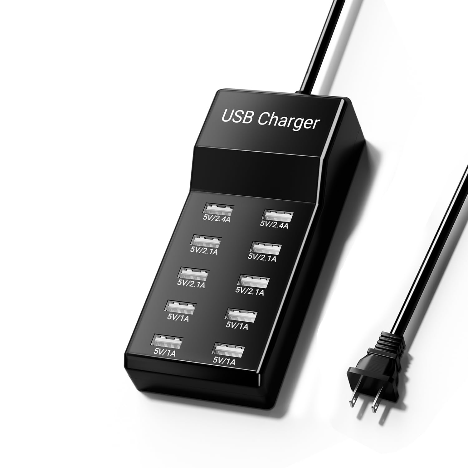 Photo 1 of 10-Port USB Charger 50w10A USB Charging Station, Multiport Charger Hub, Compatible with iPhone, Galaxy, iPad Tablet, and Other Devices (Black)