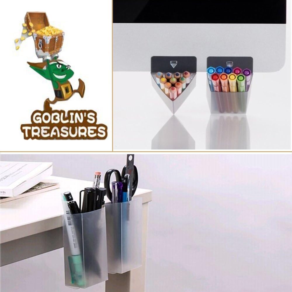 Goblin's Treasures Creative DIY Screen Pen Pencil Holders Desktop Accessories Bags Desk Organizers Containers Storage Bags-3 Pack (White Trapezoid) : Office Products
