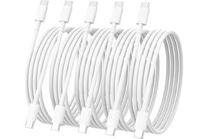 YEFOOT USB C to USB C Cable 5Pack 6/6/6/6/6 FT USB C Charger Cable Type C Fast Charging Cord (60W/3A) for iPhone 15/15Pro/15Plus/15ProMax/iPad Pro/Air/Samsung Galaxy S23/Pixel/Switch and More