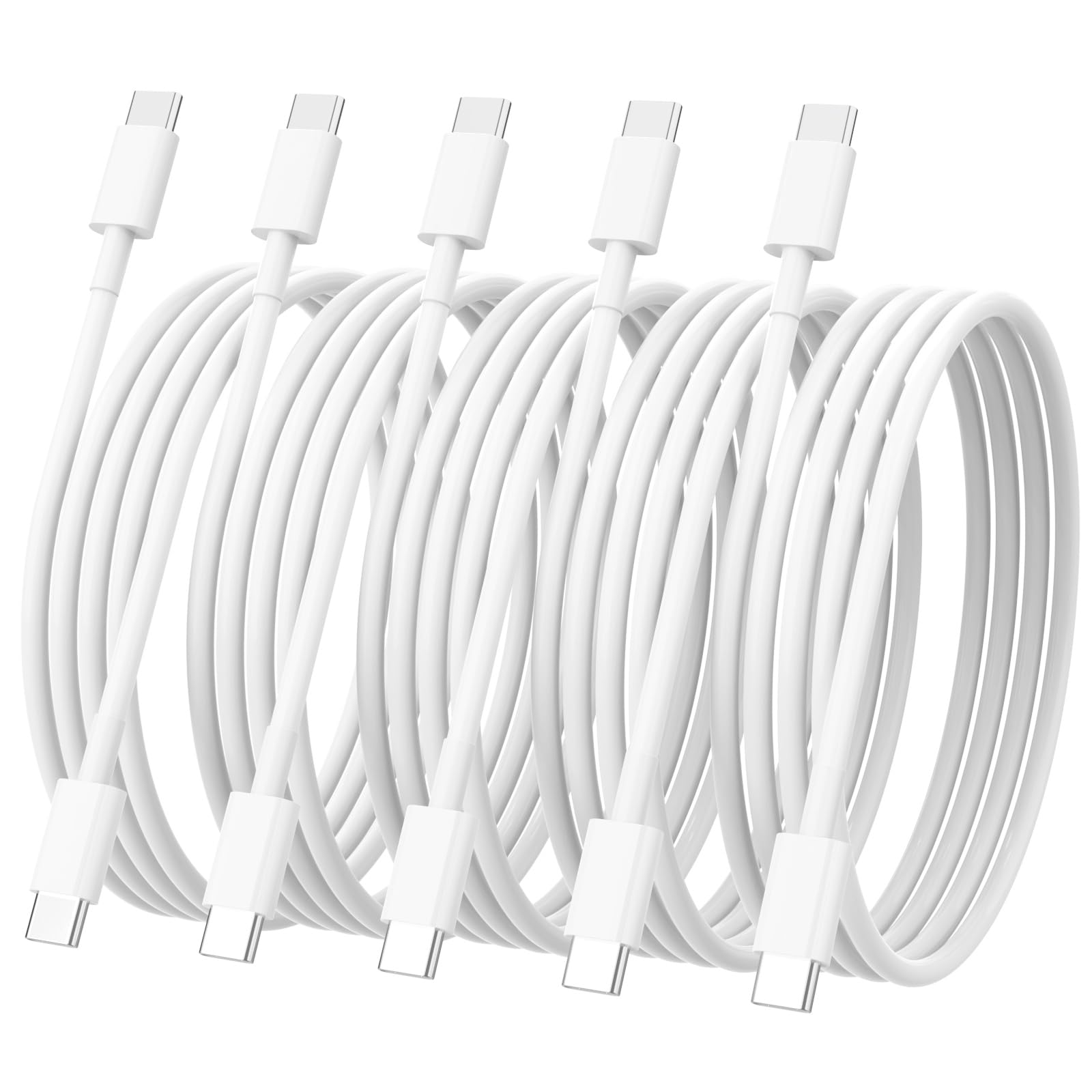 Photo 1 of iPhone 15 Charger 5Pack (6/6/6/6/6 ft) USB C to USB C Cable(60W/3A) USB C Charger Cable Fast Charging for iPhone 15 Pro/Plus/Pro Max,iPad mini 6/ Pro 2021,MacBook Pro,Samsung Galaxy S23 and More