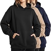 Chicingyou 3 Pack Women's Oversized Hoodies Lightweight Fleece Sweatshirts Long Sleeve Sweaters with Pocket Pullovers Top
