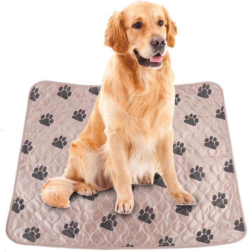 Washable Reusable Dog Pee Pads, Waterproof Training Mat for Dogs and Cats - Urine Absorbent Bed Feeding Whelping Mat (Brown 80x90cm)