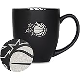 Rico Industries NBA Basketball 15oz Matte Black Ceramic Bistro Mug – Coffee, Tea, Hot or Cold