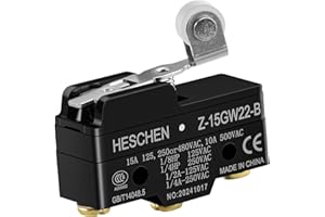 Heschen Micro Switch, Z-15GW22-B, Short Hinge Roller Lever, 3 Screw Terminal, 15A Rated Current