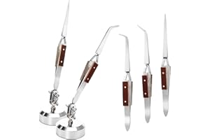 WUWEOT 5 Pcs Soldering Tweezers Set, Straight Curved Welding Plier and Cross Lock Fiber Grip Soldering Tweezers, Jewelry Third Hand Repair Kit Tools for Jewelry Silversmithing and Craft