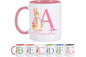 Personalized Easter Mug for Kids Boys Girls, Custom Name Initial Easter Coffee Mug, Customized Cute Bunny Mugs Monogrammed Ce