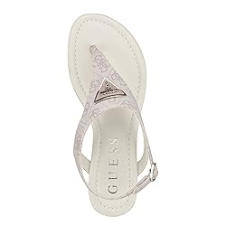 Guess Women's UNALI Flat Sandal, Ivory Logo 150, 9