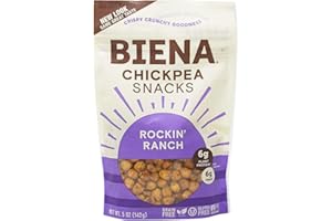 BIENA Chickpea Snacks - Crunchy Roasted Chickpeas - High Fiber Vegan Protein Snacks for Adults and Kids - 5 Ounce Individual Pack - Rockin' Ranch