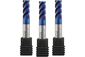 ALYICIA 3PCS 1/4" Tungsten Carbide End Mill Set with Nano Coated, 4 Flute Micro-Grain Endmills CNC Milling Cutter Bits for Stainless Steel - HRC65