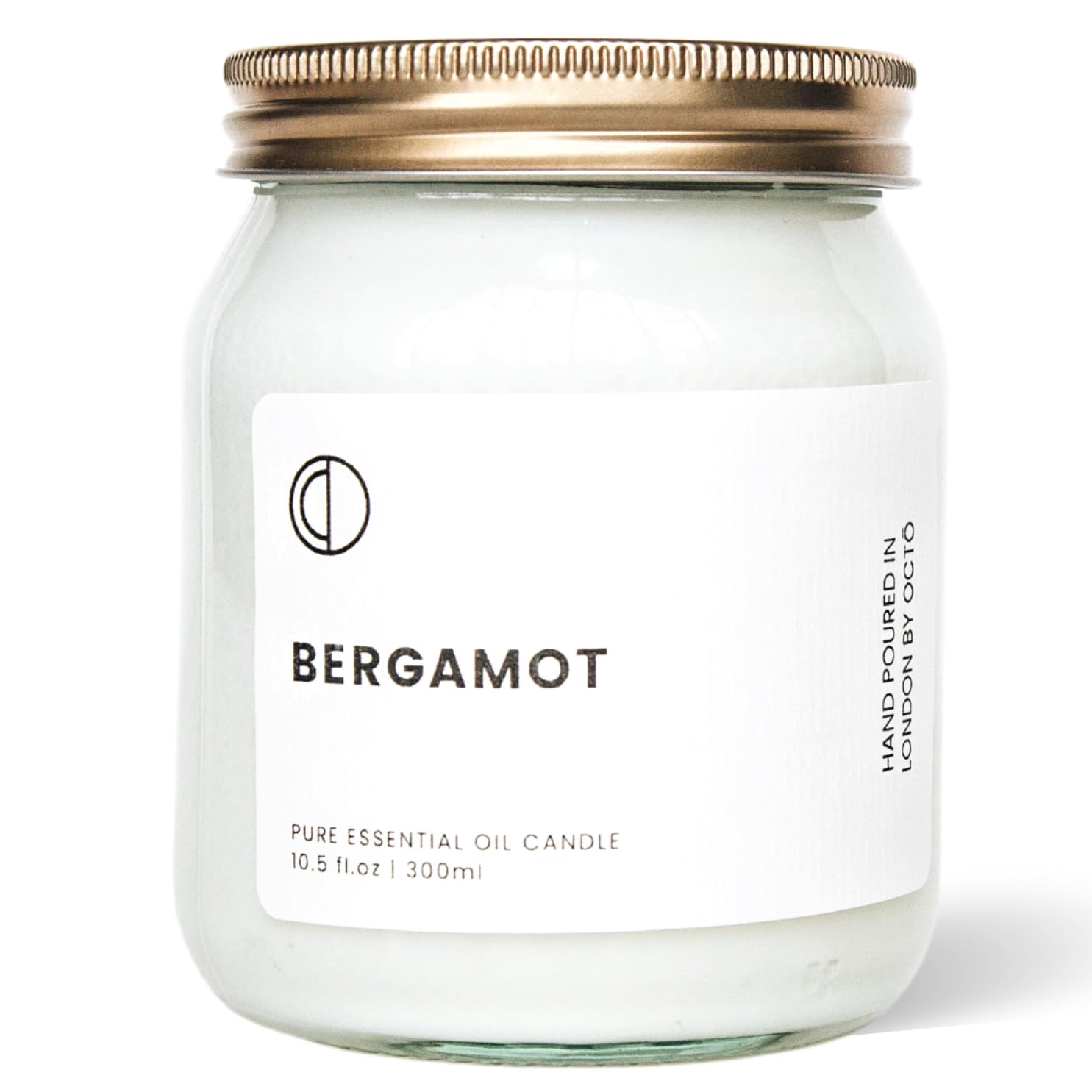 OCTŌ Bergamot Candle 300ml | Essential Oil Scented Jar Candle 10.5oz - 60 Hours Long Burning 100% Natural Soy Wax | Handmade in UK