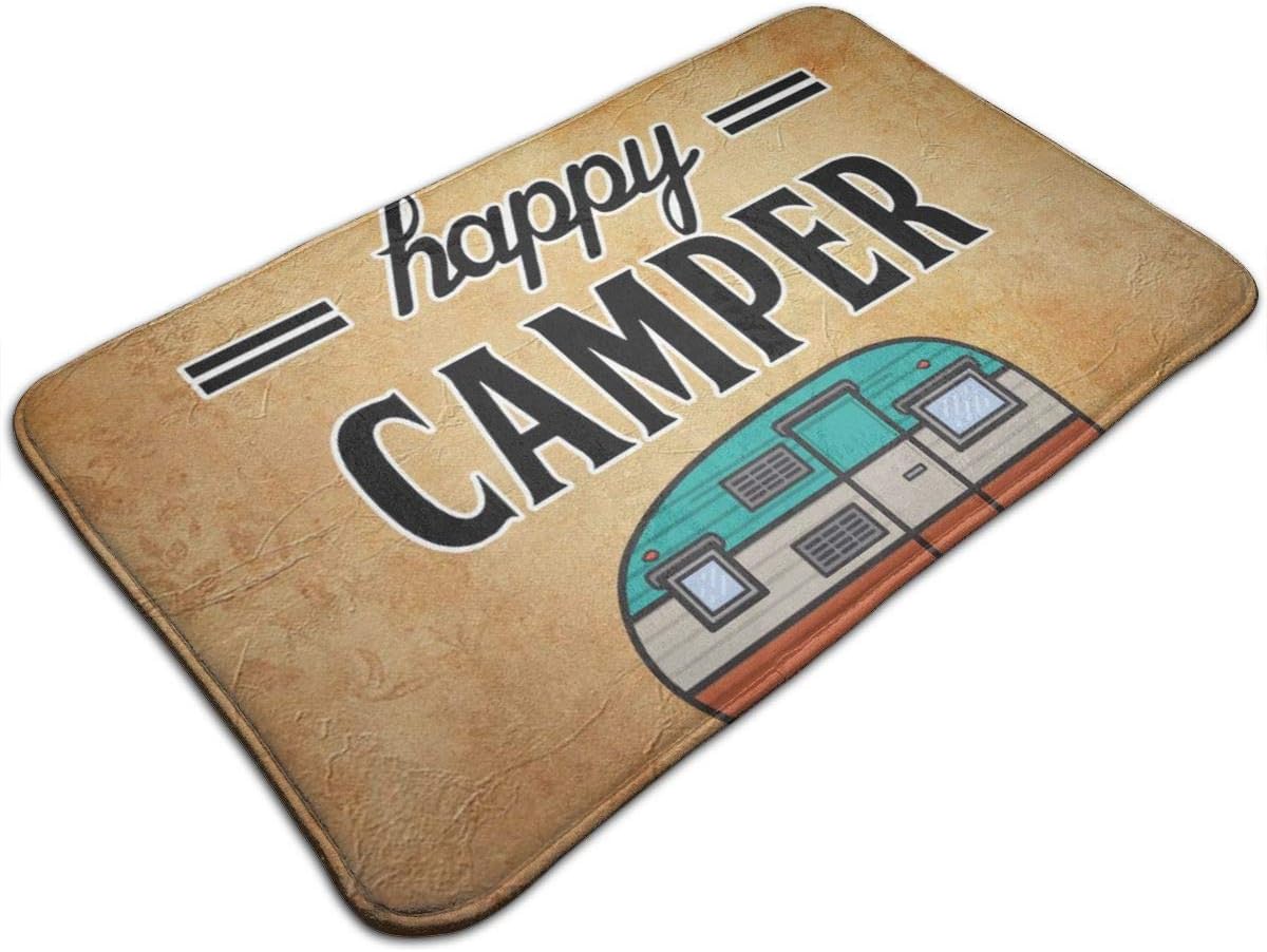 YafukeMao Happy Camper Camping Doormat Floor Mat Rug Indoor/Outdoor Non