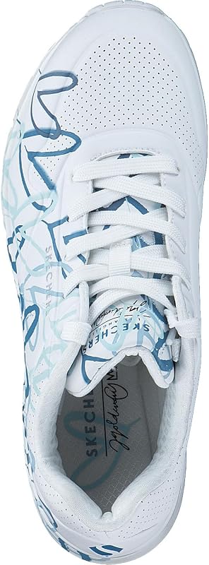 Damen UNO Spread the Love Trainer, White Duraleather / Blue Heart Print Trim, 38 EU