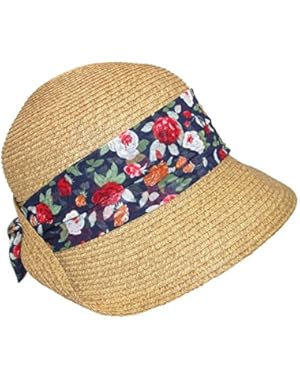 Women's Straw Cloche with Tie-Back Sash