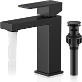KENES Matte Black Single Handle Bathroom Faucet 1 Hole, Black Vanity Faucet | Bathroom Sink Faucet with Pop Up Drain &amp; Supply Lines, Lead-Free cUPC &amp; NSF Certified, 1 Handle Faucet for Vanity RV Restroom