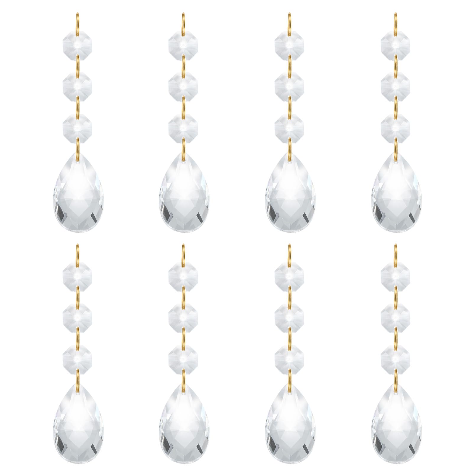 PATIKIL Teardrop Crystal Chandelier Pendants Beads, 8 Pack 100mm Length 38mm Chandelier Prisms Parts Ornaments Hanging Beads for DIY Arts Crafts Decoration, Clear