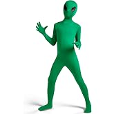 Spooktacular Creations Kids Alien Costume, Green Alien Jumpsuit for Boys, Girls Halloween Dress up, Role-Playing