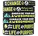 Inkstone (6-pack) Positive Awareness Wristbands - Be the Change, Embrace Your Awesomeness, & Live with Purpose