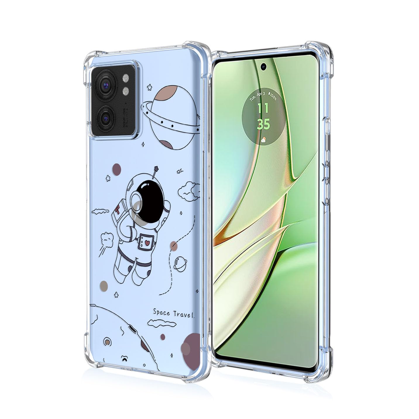 BORYA Case for Motorola Edge 40, Shockproof TPU Bumper Clear Ultra Thin Soft Silky Premium Silicone Cover with Cute Elegant Simple Pattern, Astronaut