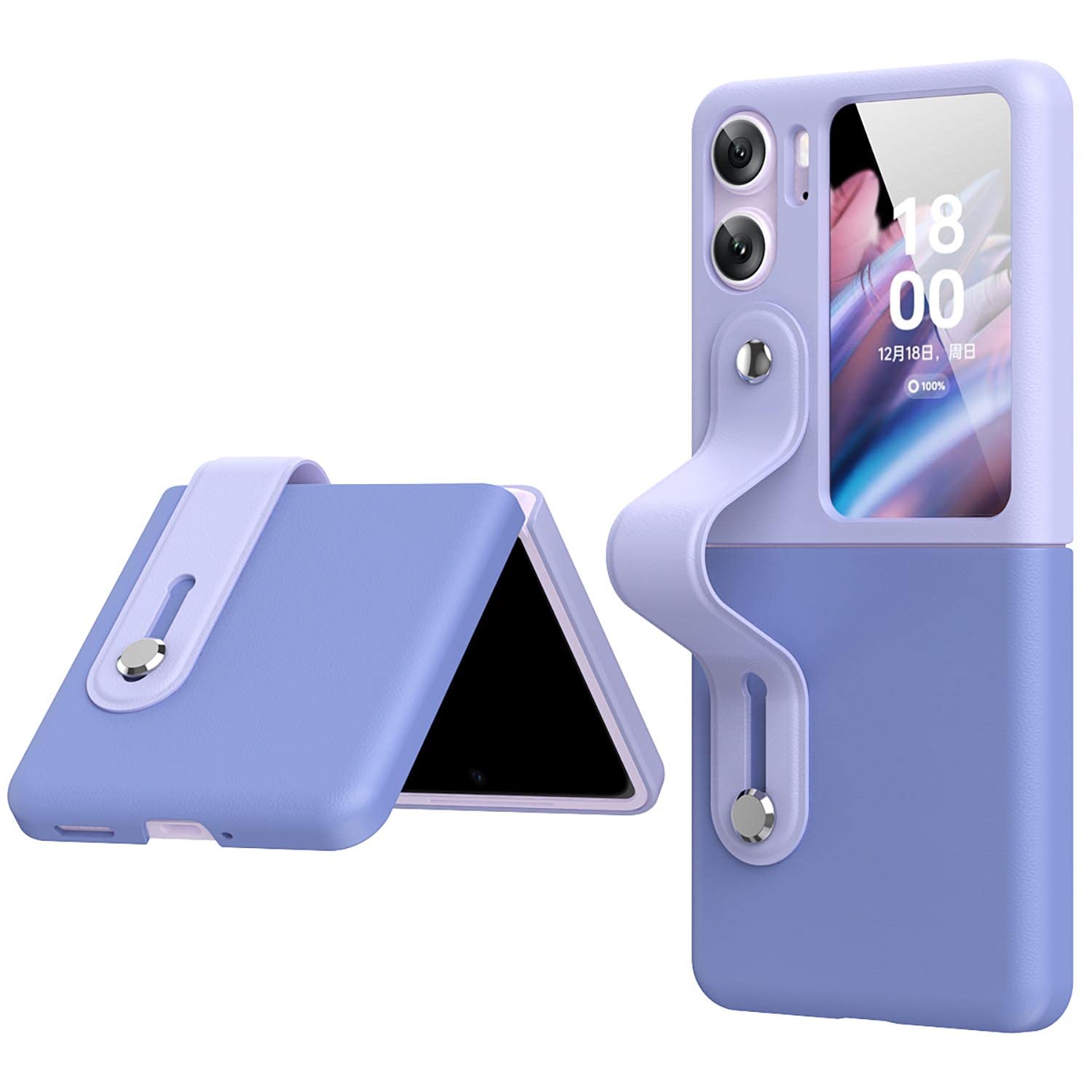 ILING Case for Oppo Find N2 Flip Cover, Color PC Shockproof Cover, Compatible with Oppo Find N2 Flip Ultra-thin Matte Phone Case with Ring (Purple)